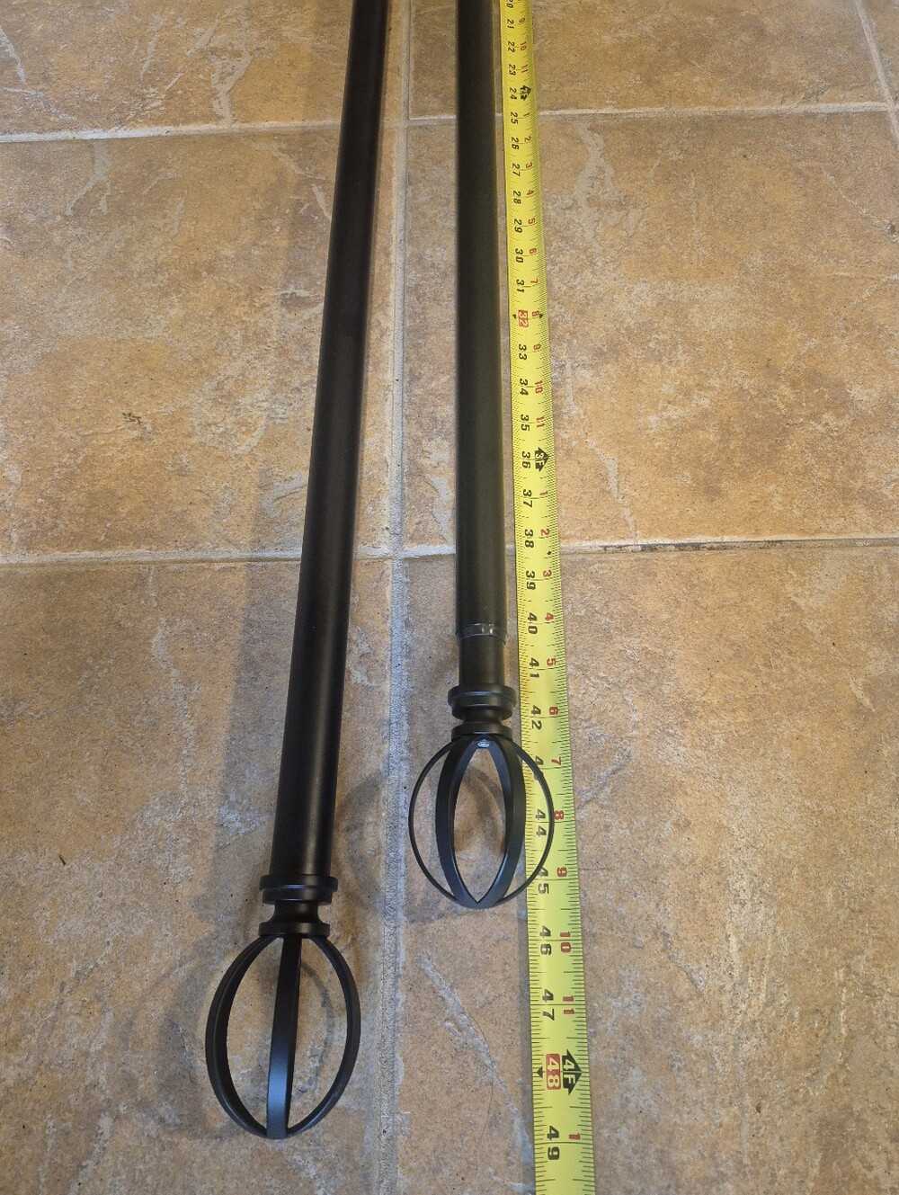 Black Decorative Curtain Rod Set with Orb Finials